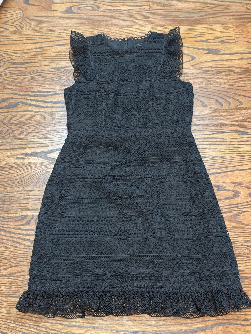 J. Crew Women's Black Lace Ruffle Detail Sheath Dress Size 2 NWOT